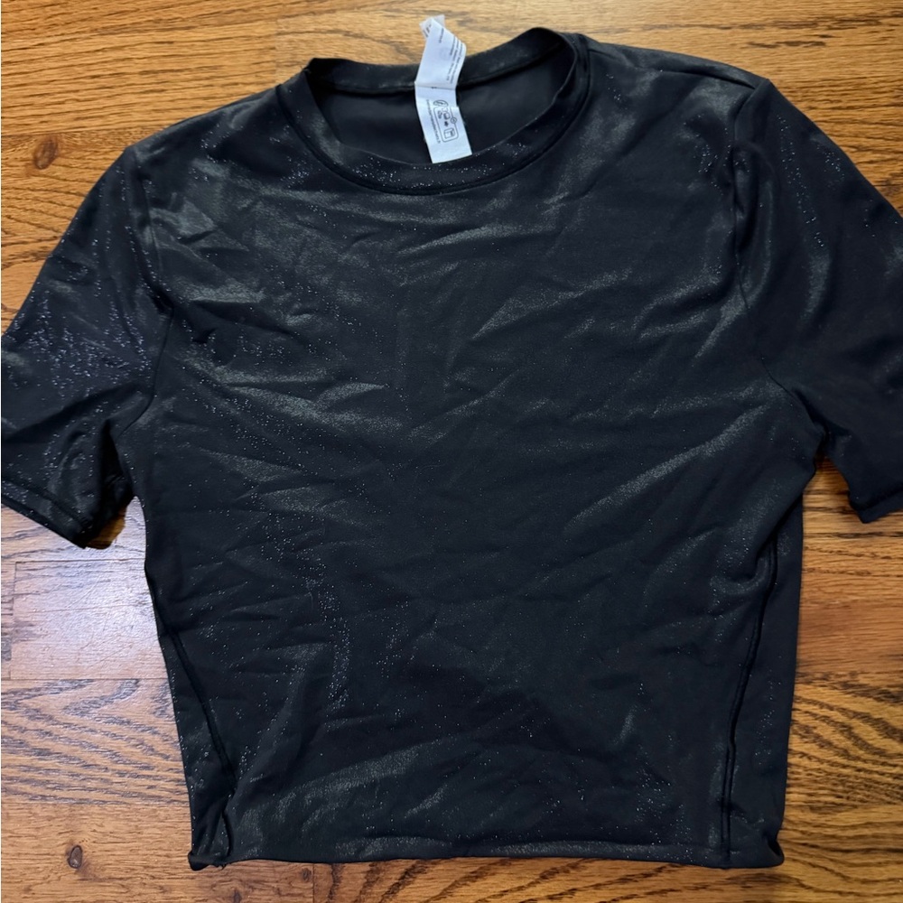 lululemon athletica Black Sparkle Short Sleeve Crop